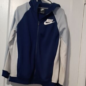 Nike Navy and Light Gray Zip-Up Hoodie